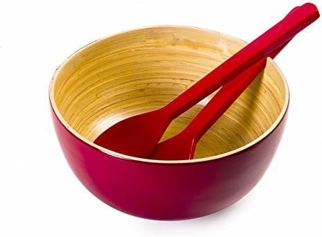 THE YELLOW DOOR Premium Quality Red Salad Bowl Serving Bowl Wooden Cup Kitchen Accessory Home Décor