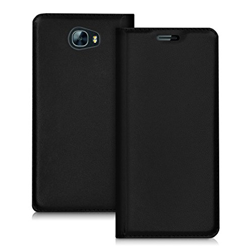 kwmobile Funda para Huawei Y6 II Compact  2016  - Carcasa para m  vil de  Cuero sint  tico  - Case  Plegable  en  Negro 