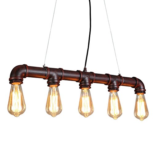 ONEPRE Industrial Steampunk Red Ceiling Pendant Light With ...
