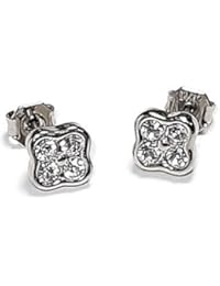 Dyrberg Kern - Pendientes, acero inoxidable plata Gallay con elementos Swarovski de cristal, unisex, sin níquel.