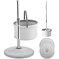 RELEMTRA Self Wringing Spin Mop Bucket Set with Extendable Handle Dry Wet 360° Rotating Floor Cleaning 2 Heads Dry & Wet Turbo Microfiber Mop Extendable Handle Lightweight (JK-257)