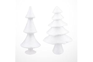 GANAZONO Cônes en Mousse Blanche pour Artisanat Enfants Bricolage Cône de Sapin de Noël en Polystyrène pour Noël Décoration de Vacances 17X7.3X28cm