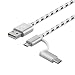 Produktbild Type-C/Micro USB Ladekabel, Siswong 2 in 1 Geflochten Sync Datenkabel Netzkabel Ladegerät Kabel für Android (Weiß)