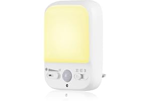 SKERITO LED Night Light Plug in Walls, Night Light Motion Sensor with 4 Lighting Modes, Brightness Adjustable Warm White Lamp, Eye-Friendly Night Lighting for Baby, Kids, Hallways, Stairs (1Pack)