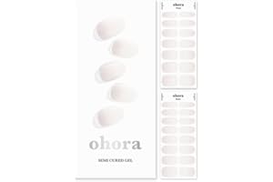 ohora Semi Cured Gel Nail Strips (N Veil) - Works with Any Nail Lamps, Salon-Quality, Long Lasting, Easy to Apply & Remove - Includes 2 Prep Pads, Nail File & Wooden Stick