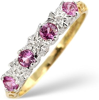 TheDiamondStore | Pink Sapphire &amp; Diamond Eternity Ring In 9K Gold - Size J