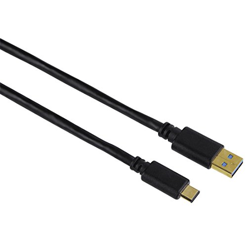 Hama USB C Kabel (Adapterkabel USB-Type-C-Stecker auf USB-3.1-A-Stecker) vergoldet, doppelt geschirmt, 1,80 m, schwarz