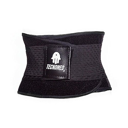 Tecnomed Cinturón Abdomen/Faja Reductora Lumbar Deportiva Fitness y Protector de Columna, para Rehabilitación del Dolor, Unisex, Color Negro (XS)