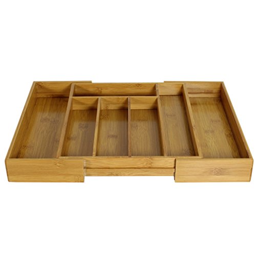Besteckkasten Holz ausziehbar für Schubladen 30-45cm Bambus Einsatz variabel - 2