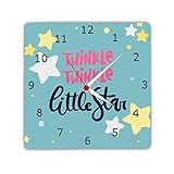 Designer Panda Twinkle Little Stars, Light Weight Printed Wooden Wall Clock for Kids Room, 8 Inches
