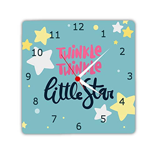 Designer Panda Twinkle Little Stars, Light Weight Printed Wooden Wall Clock for Kids Room, 8 Inches