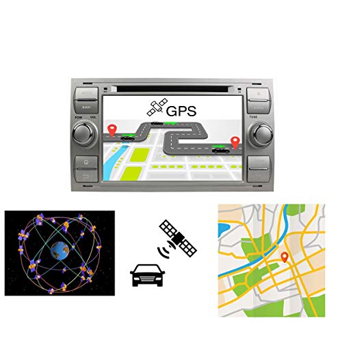 (Plateado) 7 Pulgadas 2 DIN Coche Radio Android 6.0 OS para Ford Focus(2005-2007)/Fiesta(2005-2008)/Kuga(2008-2011)/Mondeo(2003-2007)/S-MAX(2007-2009)/C-MAX(2007-2009)/Galaxy(2005-2007) Dab Radio