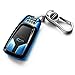 Produktbild Kunliyin YY1 Audi Schlüsselhülle Vollschutz Schlüsselhülle mit Schlüsselkette kompatibel mit Audi Keyless Fernbedienung Smart Key Series A4L Q7 A5/TTS, Blue-With Metal