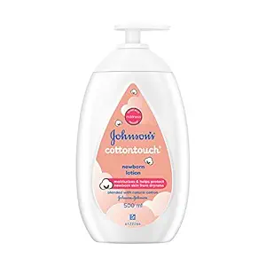 Johnsons CottonTouch Newborn Baby Lotion, 500ml, Made With Natural Cotton For Babys Delicate Skin, pH Balanced, Hypoallergenic, Paraben Free Moisturizer