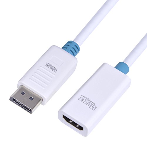 MutecPower 2 Stück Displayport (DP) auf HDMI Video Adapter Kabel Konverter – Männlich zu weiblich – 4K Ultra HD – mit 3 Kabelbinder – Stecker auf Buchse - 6