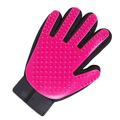 Zhongsheng Guante para Mascotas Perros Gatos Manopla Masaje para Mascotas Retiro del Pelo Aparato de Masaje Baño de Cepillo y Peine (Rosa, Mano Derecha)