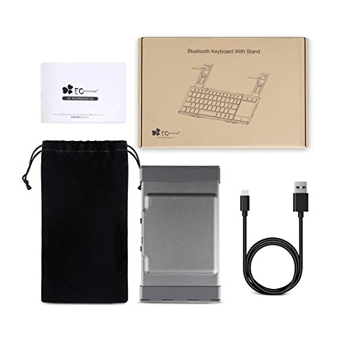 Faltbare Bluetooth Tastatur, EC Technology Portable Faltbare Wireless Keyboard mit Multi Touchpad, Halter, Touch Keyboard für Android Windows iOS – Silber - 9