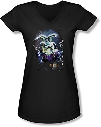Farscape - Juniors Rygel Smoking Guns V-Neck T-Shirt, XX-Large, Black