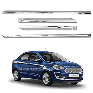 ModifyStyle Side Beading/Side Cladding/Door Garnish/Door Protector Chrome Suitable for Ford Figo Aspire (2019 to Present) Type 2 (Set of 4pcs)