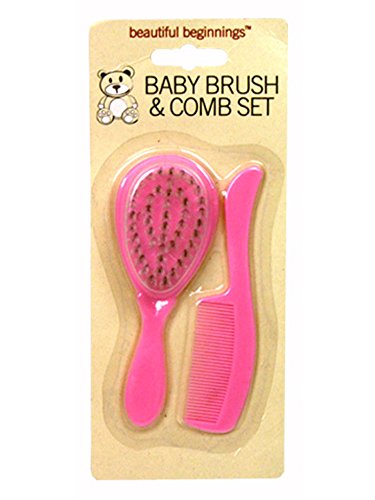 Beautiful Beginnings Baby Hair Brush and Comb Set Pink