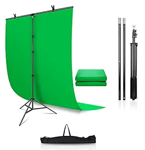 AJLIFE 8x12 ft Green Screen Backdrop with Stand, Portable Green Screen Kit with 6x9ft Adjustable T-Shape Background Support Kit, 1PCs Carry Bag for Studio Photography Video Live Streaming Gaming. (backdrop photography)