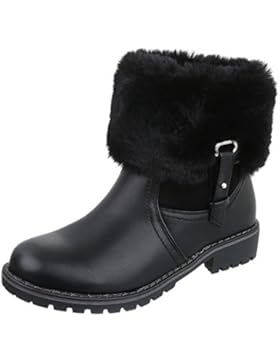 Klassische Stiefeletten Damenschuhe Schlupfstiefel Blockabsatz Warm Gefütterte Ital-Design Stiefeletten