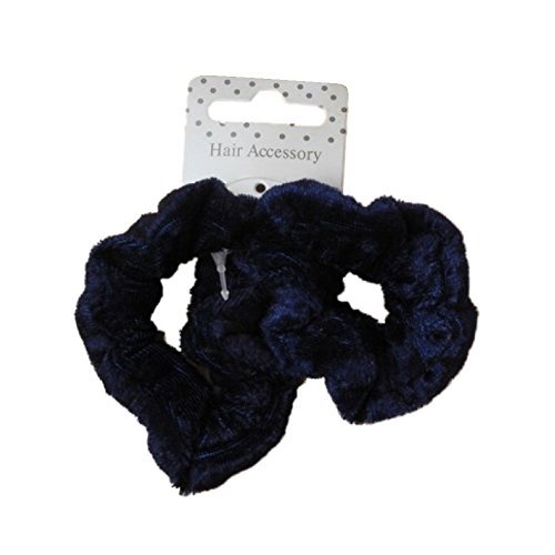 Pair of Mini Navy Blue Velvet Feel Hair Scrunchies Bobble Elastic Hair Bands