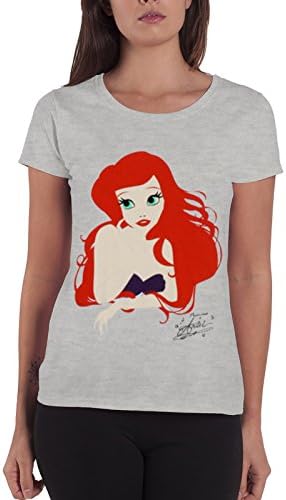 Little Mermaid T Shirt Disney Princess Ariel Official Womens Grey Skinny Fit 16
