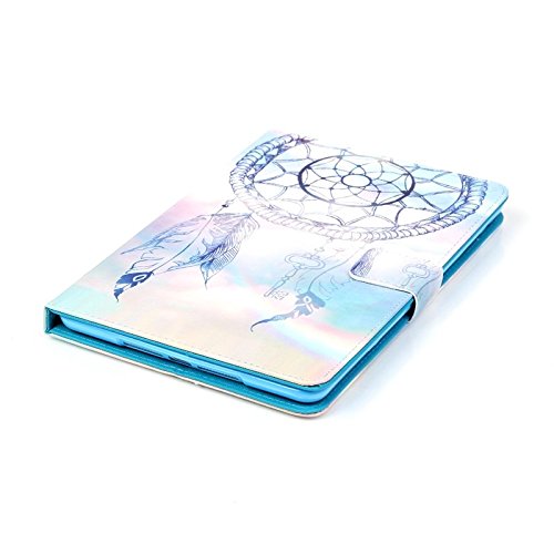 Etsue für iPad Air/iPad 5 [Blau Feder Campanula] Ledertasche Case Hülle,Bunte Retro Painted Leder Schutzhülle Silikon Back Case Smart Wallet Case Flip Folio Cover Etui Schale mit Standfunktion Kartenfächer Magnetverschluss für iPad Air/iPad 5 + 1x Glitzer Staub Stecker + 1x Blau Eingabestift - 4