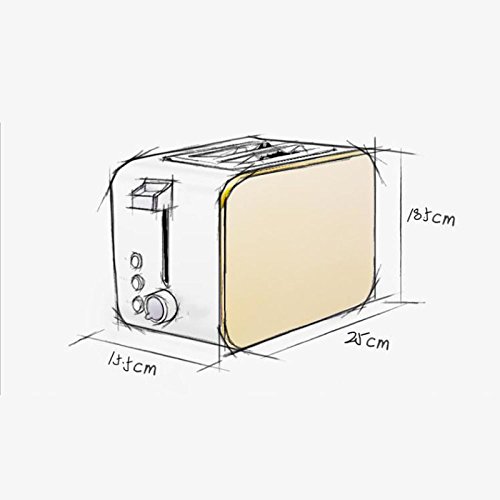 NQFL Toaster Golden Toaster Home 2 Pieces Automatic Stainless Steel Breakfast Machine,Gold-25*15.5*18.5cm