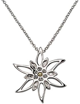 Simone Edelweiß Anhänger mit Halskette SWAROVSKI® CRYSTALS von CRYSTALP Trachtenschmuck Edelweiß Edelweiss Dirndlschmuck...