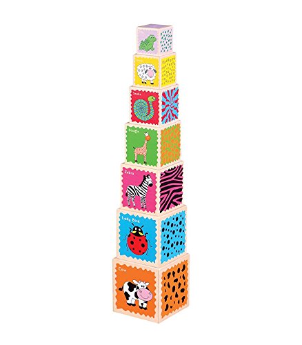 Lelin Children Kids Wooden Colourful Stacking Cubes Building Blocks Toy