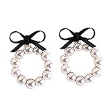 Fino o moda: Cikuso Pendientes Elegantes De Verano Encantador Pendientes De Arco Para Mujer Geometria Perla Simulada Circulo Aretes Potro Cerril Negro