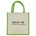 Produktbild Trust Me I Ride Motorräder in schwarz print Jute Midi Einkaufstasche mit Grün Griffe und Besatz