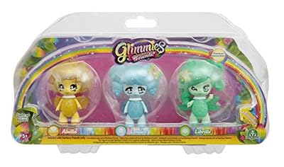 Glimmies - GLN022 - 3 Rainbow Friends 6 Cm - Modèles Abella/ Lentice/ Librille