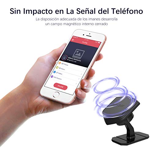 Soporte Mov  l Coche Magn  tico 1 1  Mpow Soporte de Mov  les para Rejilla de Ventilaci  n de Coche   Montaje Universal para Salpicadero o Cualquier Superficie Compatible con iPhone 7 7Plus 6 6s 6Plus SE 5S y Android Smartphone GPS Navegador 