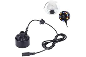 Zeerkeer Mini nebelmaschine, 12 LED Ultraschall Nebler Hersteller LED Nebel Nebelmaschine Zerstäuber Diffuser Mist Maker Geeignet für Innen- oder Außenbrunnen, Mini-Wasserspiele und Büroanwendungen