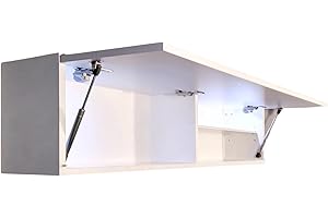 Milionmeblicom Mobilietto Pensile da Bagno Laura Salvaspazio Mobile da Parete Sospeso Armadietto Pieghevole con Apertura Telescopica Mobilietti Illuminazione a LED, Bianco Lucido, 30 x 120 x 23 cm