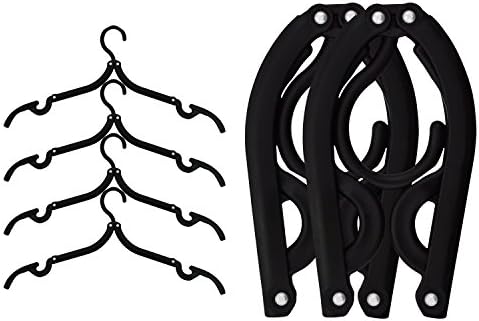 6Pcs Black Portable Adjustable Folding Plastic Clothes Hangers for Indoor Outdoor Travel Clothes Drying