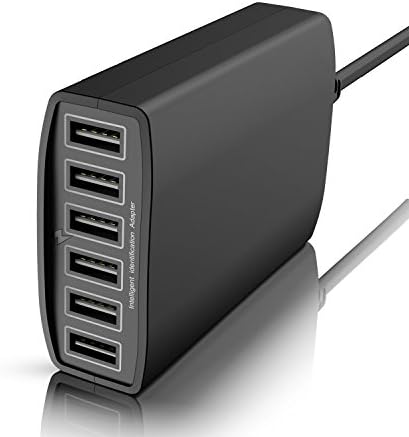 USB Charger, XINGDONGCHI 60W 12A 6-Port Desktop Charger Charging Station with iSmart Tech for iPhone iPad Android Smartphones and More (Usb Desktop Charger Black)