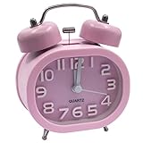 Reloj de Cuarzo con Luz Nocturna y Alarma Fuerte - También se puede presionar el botón de Luz para activar la luz nocturna,fácil de leer el tiempo durante la noche. Alarma de campana gemela, muy fuerte, perfecta para durmientes pesados.