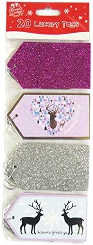 Luxury Glittery Christmas Gift Tags – Purple and Silver – Pack of 20 – One Size