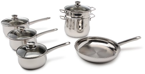 WMF cookware set 6-piece Diadem Plus pouring rim glass lid Cromargan stainless steel brushed suitable for all stove tops including induction dishwasher-safe