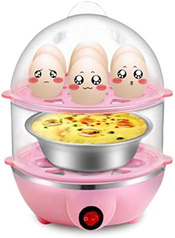 Egg Cooker,350W Double Layer Egg Cooker,14 Egg Capacity Egg Cooker with Measuring Cup for Easy to Use Peel,Automatic Shut Off and Circulating Heating Set for Home Kitchen (red)