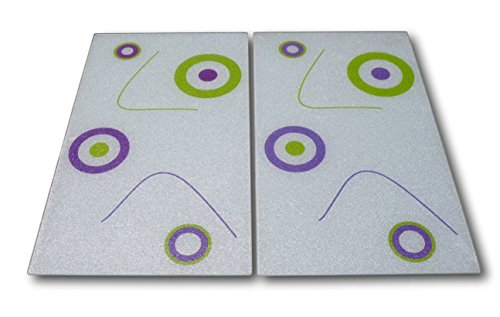 2 x Glas Herdabdeckplatte Herdabdeckung Schneidebrett Abdeckplatte Ceranfeld Design modern bunte Kreise
