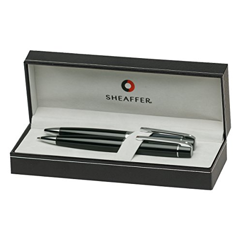 Sheaffer 300 Series Chrome Plate Trim Ballpoint Pen/Pencil Set - Glossy Black