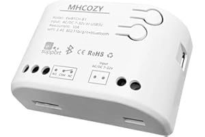 MHCOZY eWelink Wifi Bluetooth Relay Módulo funziona con Alexa,app telefono remoto DC 12V 24V 32V relè di uscita passivo per il controllo di accesso al cancello del garage intelligente fai da te