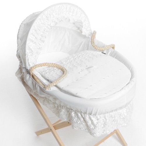 Luxury British Made Cream Milano Broderie Anglaise Bassinet Moses Basket Replacement Cover