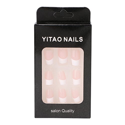 Longsw 24 Pcs Lady Français Style Français Long Manucure DIY Art Conseils Faux Ongles Outil Cadeau