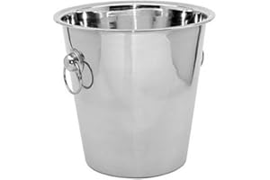 Space Home - Champanera con Asas - Cubitera - Cubo de Champán con Asas - Cubo de Hielo de Acero Inoxidable - Cubo Enfriador de Bebidas - Acero Inoxidable - 22 x 21 cm